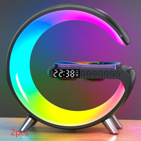 G-Shape Smart LED Lamp – Bluetooth Speaker & Wireless Charging Night Light
