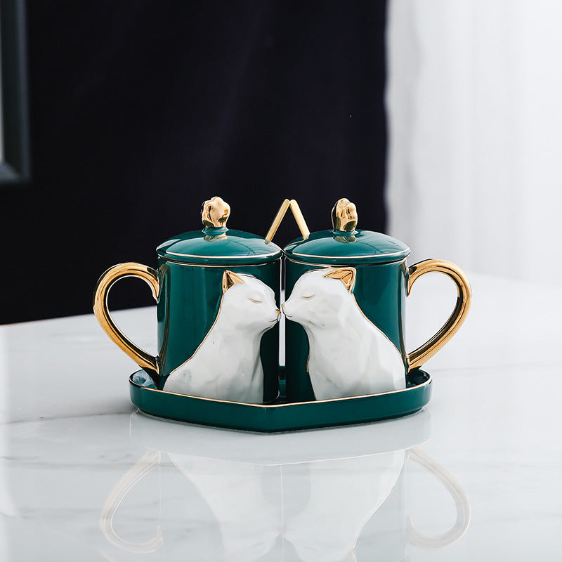 Creative Couple Ceramic Mug Set – Romantic Matching Coffee Cups