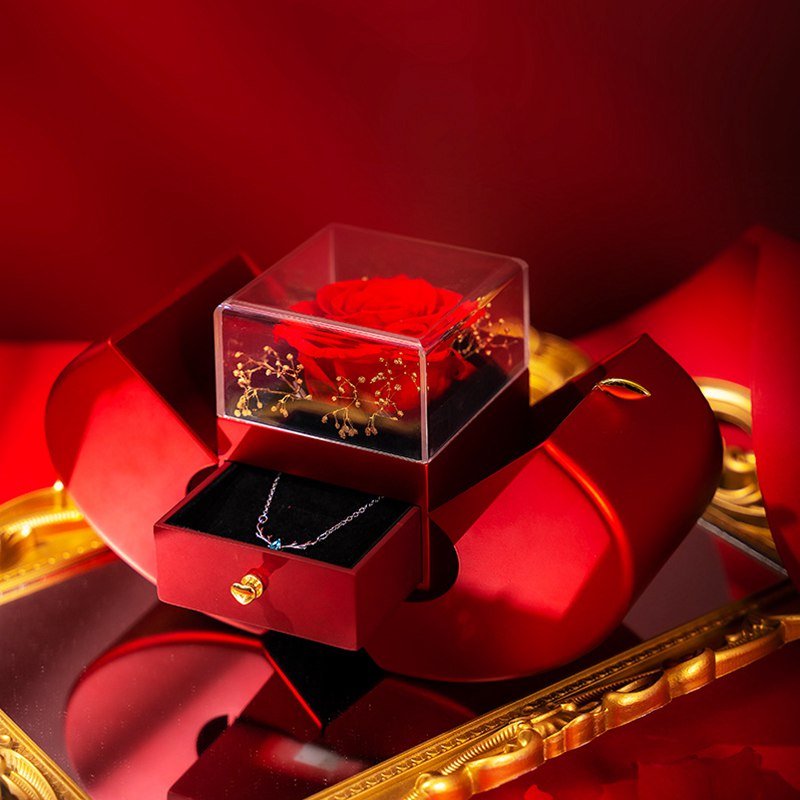 Eternal Rose Necklace Apple Gift Box – Romantic Rose Jewelry Set