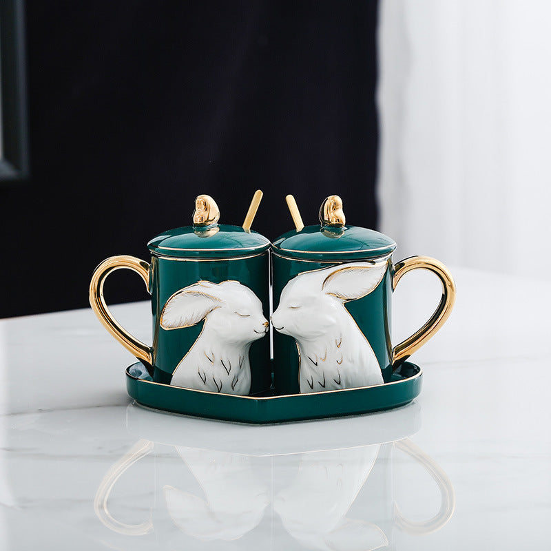 Creative Couple Ceramic Mug Set – Romantic Matching Coffee Cups