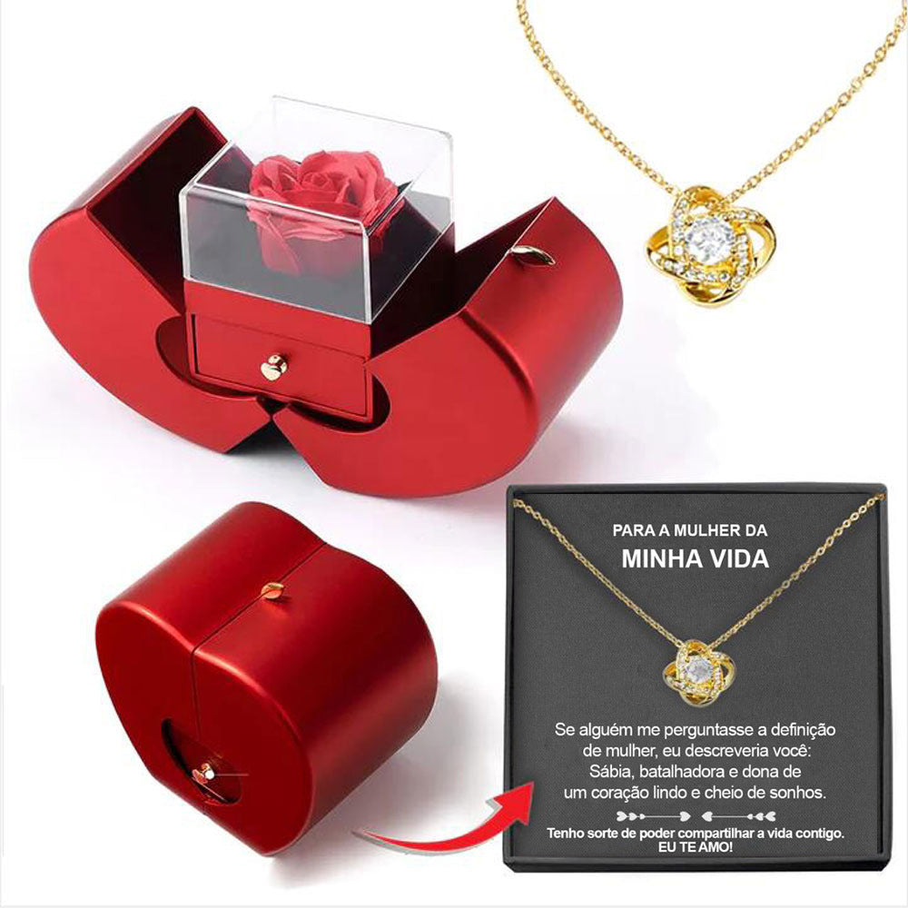Eternal Rose Necklace Apple Gift Box – Romantic Rose Jewelry Set