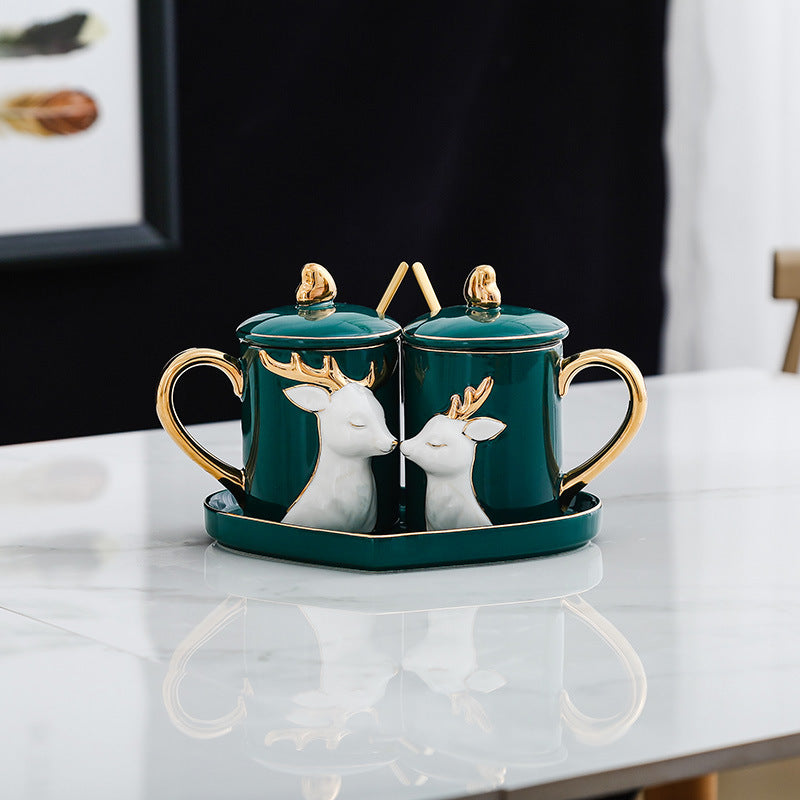 Creative Couple Ceramic Mug Set – Romantic Matching Coffee Cups