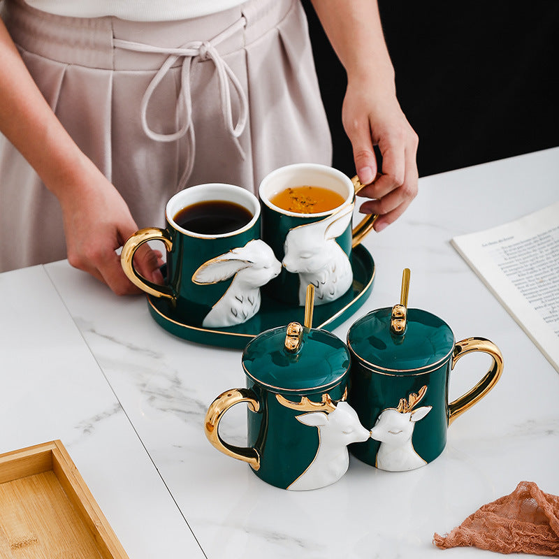 Creative Couple Ceramic Mug Set – Romantic Matching Coffee Cups