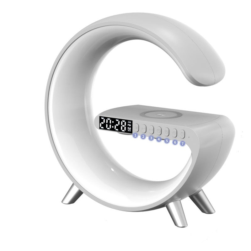 G-Shape Smart LED Lamp – Bluetooth Speaker & Wireless Charging Night Light