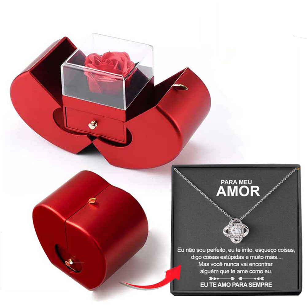 Eternal Rose Necklace Apple Gift Box – Romantic Rose Jewelry Set