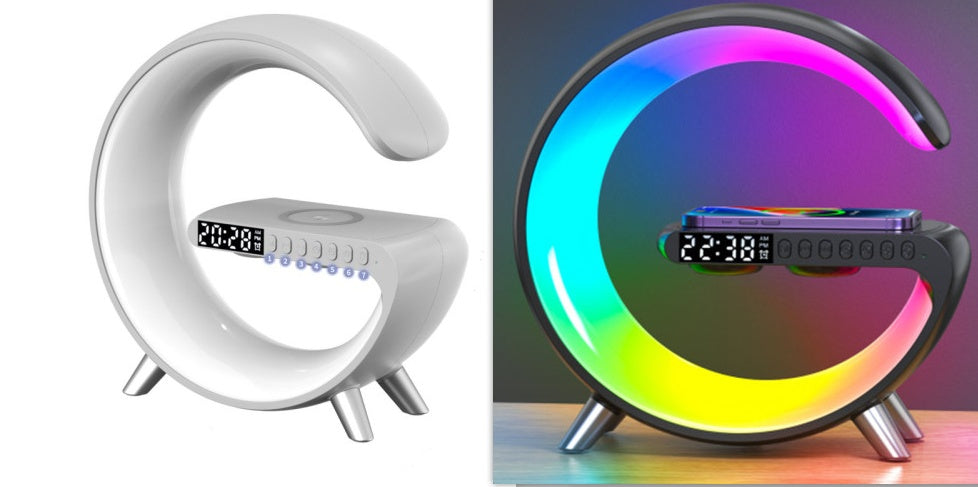 G-Shape Smart LED Lamp – Bluetooth Speaker & Wireless Charging Night Light
