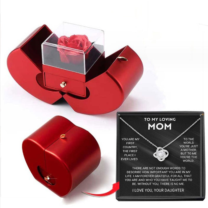 Eternal Rose Necklace Apple Gift Box – Romantic Rose Jewelry Set
