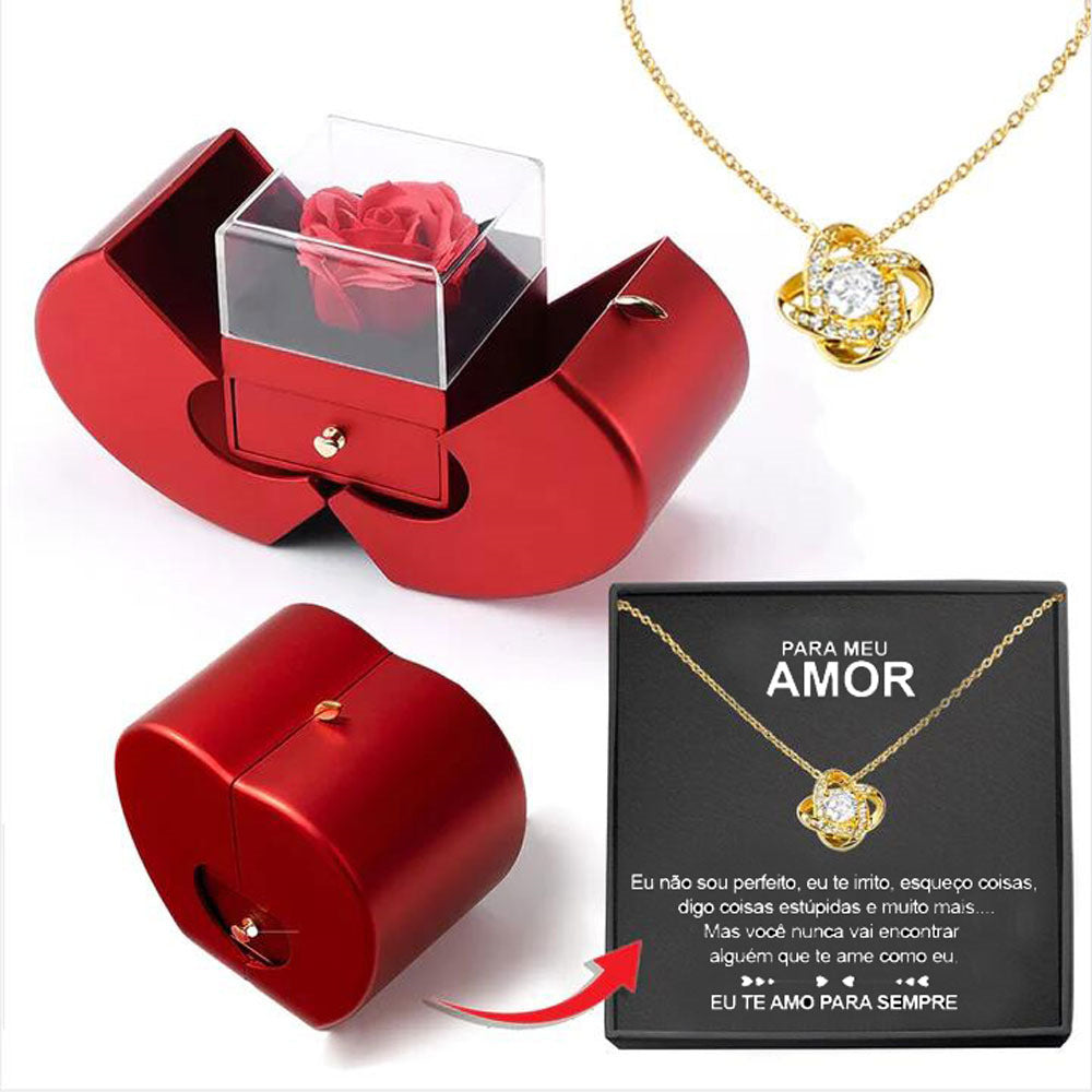 Eternal Rose Necklace Apple Gift Box – Romantic Rose Jewelry Set