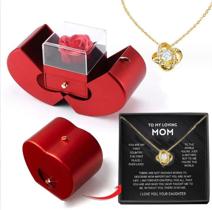 Eternal Rose Necklace Apple Gift Box – Romantic Rose Jewelry Set