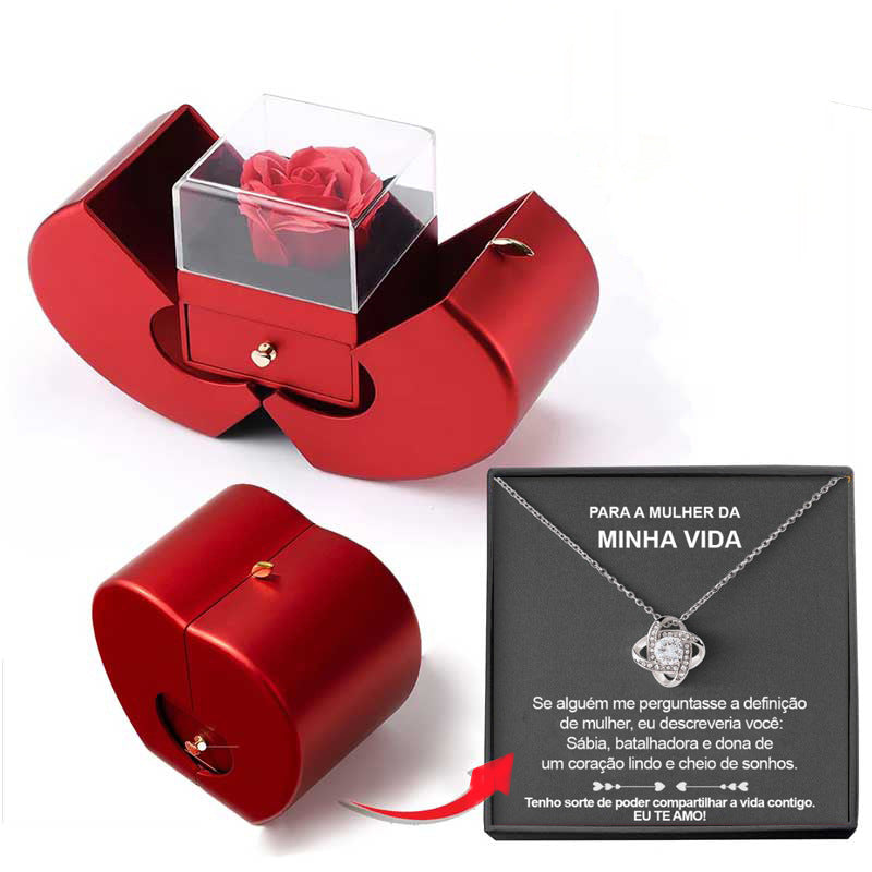 Eternal Rose Necklace Apple Gift Box – Romantic Rose Jewelry Set