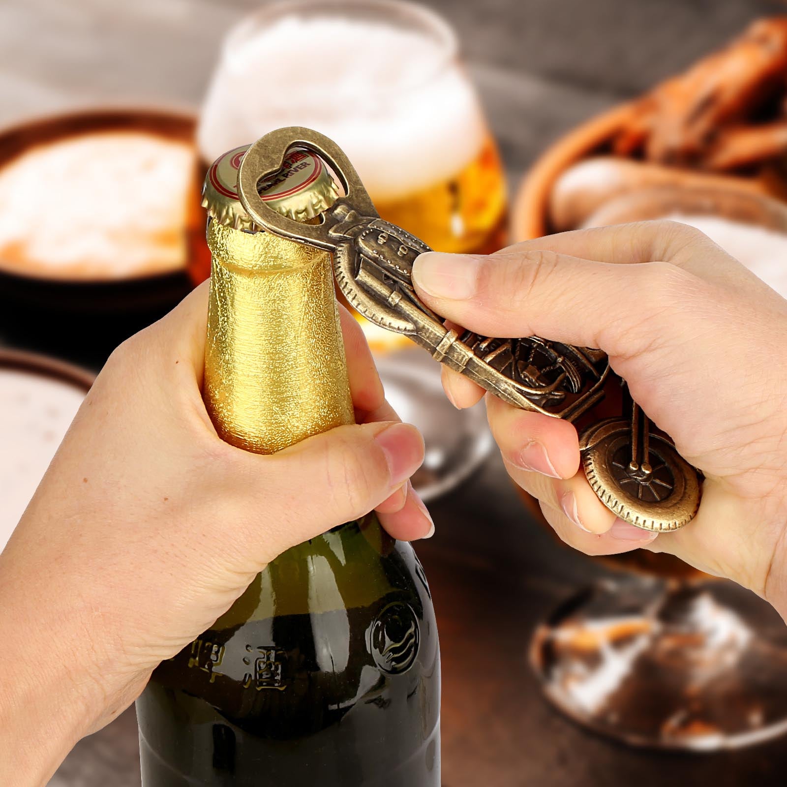 Motorcycle Beer Bottle Opener Gift Set – Unique Bar Tool for Bikers & Beer Enthusiasts