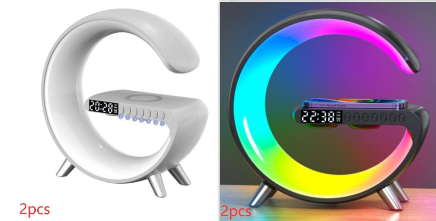 G-Shape Smart LED Lamp – Bluetooth Speaker & Wireless Charging Night Light