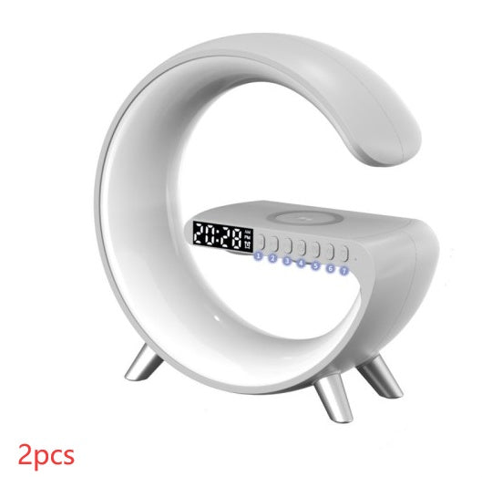 G-Shape Smart LED Lamp – Bluetooth Speaker & Wireless Charging Night Light