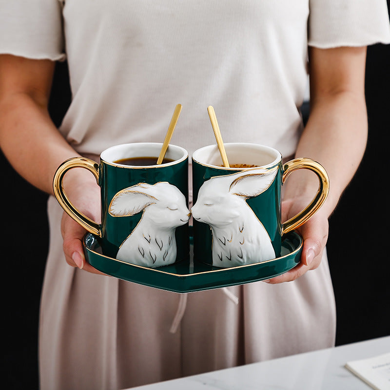 Creative Couple Ceramic Mug Set – Romantic Matching Coffee Cups