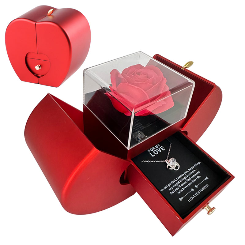 Eternal Rose Necklace Apple Gift Box – Romantic Rose Jewelry Set