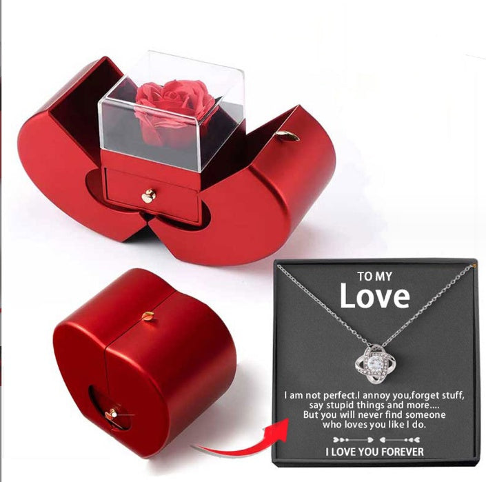 Eternal Rose Necklace Apple Gift Box – Romantic Rose Jewelry Set